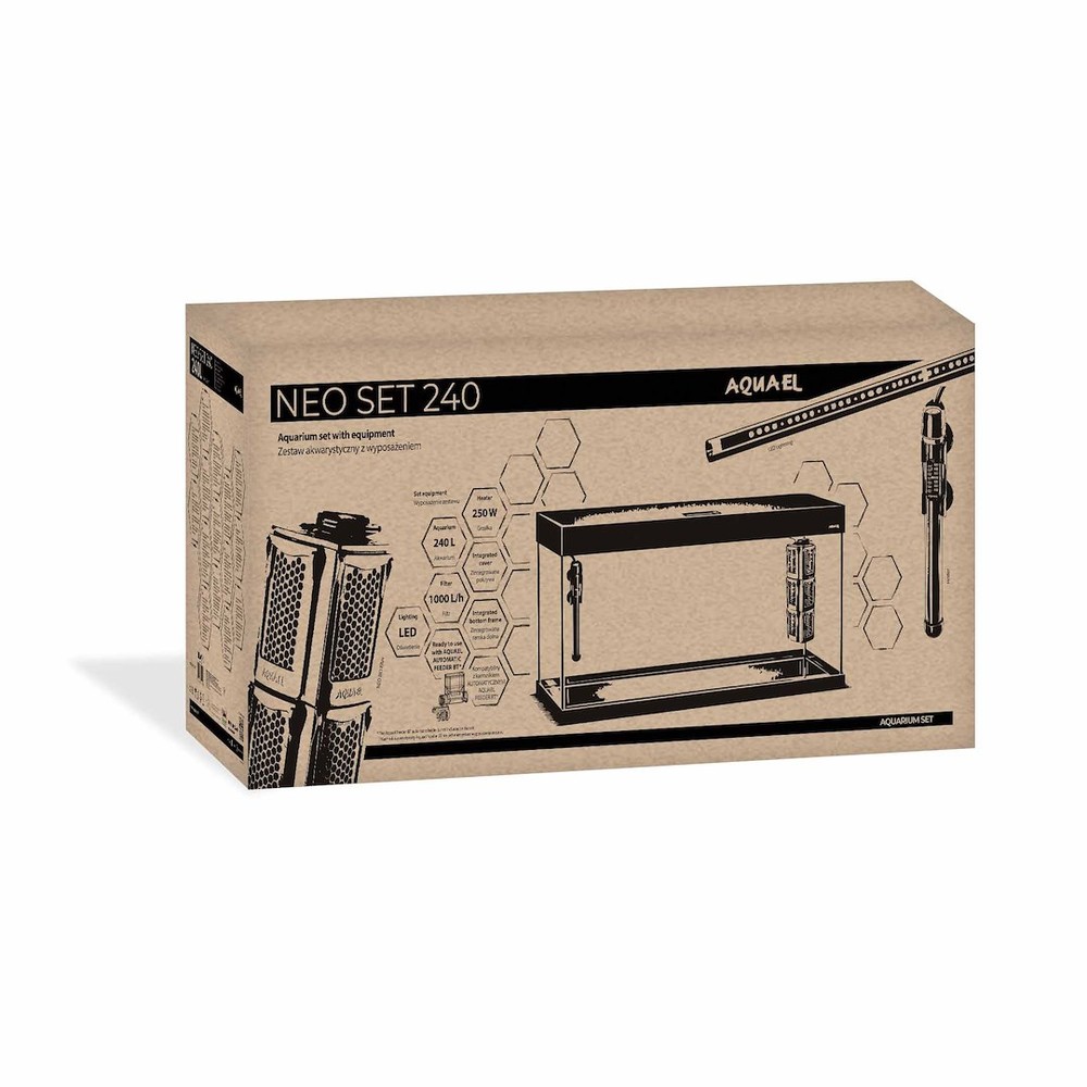 Aquael Zestaw Akwariowy Neo Set 240 Czarny 240L (121x41x56cm) z Filtrem + Grzałką + LED - zdjęcie 3/20